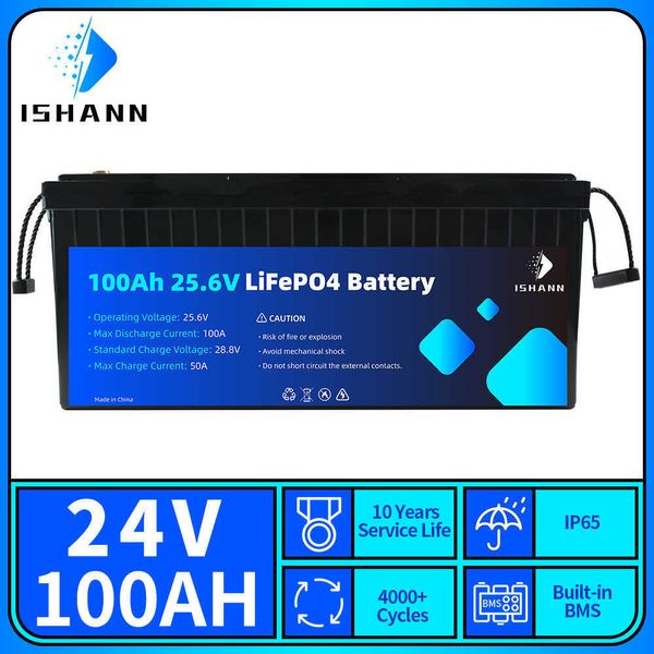 TOUT NOUVEAU 24V 100AH Lifepo4 Batterie Pack GRADE A Système d'alimentation solaire BMS intégré Golf Cart Vans RV EV House Trolling Motor Cellules