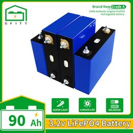 Gloednieuw 3.2V LIFEPO4 90AH Batterij Diepe cyclus 4/8/16/32pcs DIY LFP -cellen Grade A voor elektrische auto -zonne -energie EU US belastingvrij