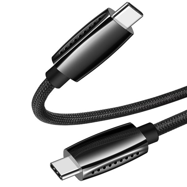 Nuevo 3FT/6FT 1M/2M USB2.0 PD3.1 Metal Ziny aleación Tipo C a C 5A Negro Cable USB de carga rápida 240W 480Mbps Para Samsung S22 Plus Para Google Para Sony Universal