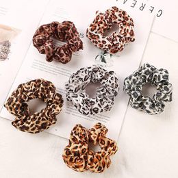 Gloednieuwe 6 Color Vrouwen Meisjes Chiffon Leopard Elastische Ring Haar Ties Accessoires Paardenstaart Houder Haarbanden Rubber Band Scrunchies Ins