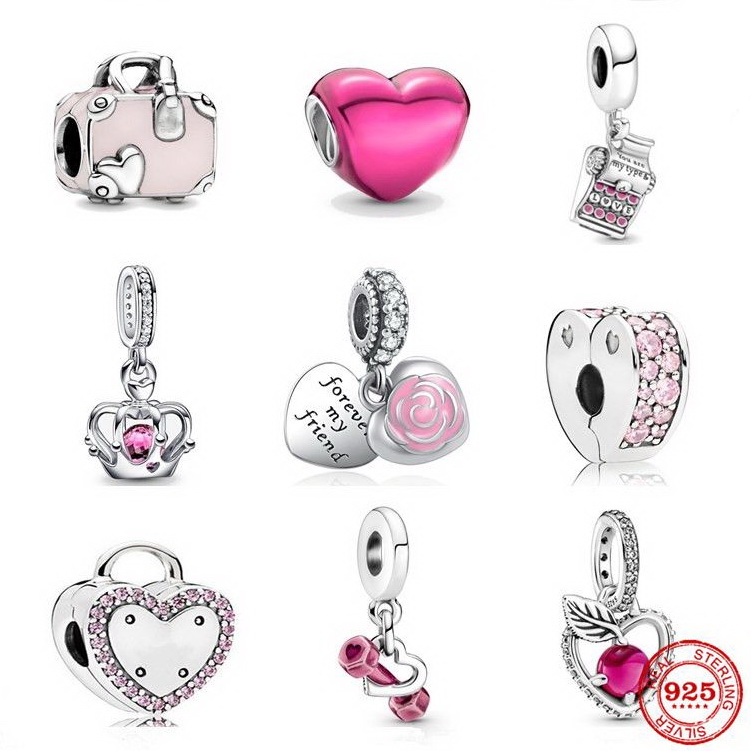 Nuovissimo argento sterling 925 famiglia mamma figlia ciondolo corona rosa ciondolo amore clip perline per braccialetto Pando originale gioielli fai da te