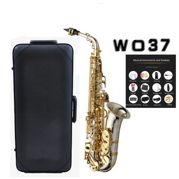 Tout nouveau Saxophone Alto W037 argent plaqué or clé Super professionnel haute qualité sax embouchure cadeau
