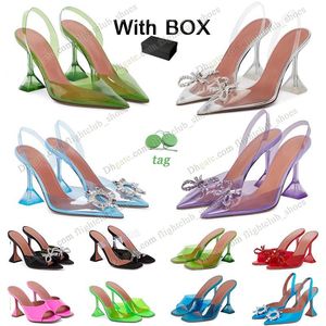 Gloednieuwe amina muaddi sandaal dames dame hakken jurk schoenen clear nice begum glas pvc kristal groen witte zwarte luxe dhgate transparante slingback hiel