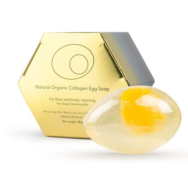 Jabón de huevo de colágeno orgánico natural Jabón de limpieza blanqueador hecho a mano Jabones de baño facial 80g