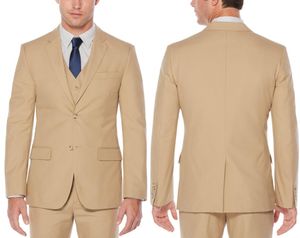 Brand New Beige Classic Style Two Button Groom Tuxedos Notch Lapel Groomsmen Best Man Blazer Hommes Costumes De Mariage (Veste + Pantalon + Gilet)