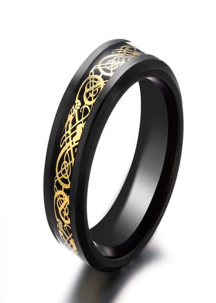 Tout nouveau noir 316L titane acier inoxydable bague de mariage bleu fibre de carbone des Nibelungen Dragon anneaux pour hommes rapide 1577755