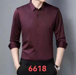 Nueva camisa de hombre color burdeos/negro/azul, suave y sedosa con diamantes brillantes Camisa de novio de manga larga para hombre, cuello pequeño puntiagudo, pliegue, ocasiones formales, camisas de vestir 02