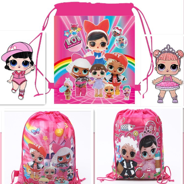 Nuovissimi sacchetti di immagazzinaggio del fumetto zaino con coulisse giocattoli per bambini ricevono il pacchetto Borsa da spiaggia per ragazze carine