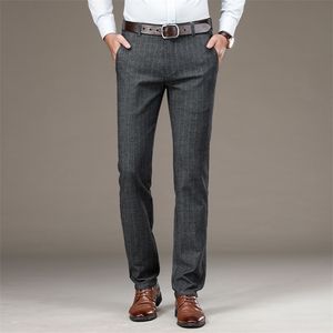 Brand Classic Business Fashion Stripe Dress Fit Trousers Office Casual Black Formal Men Suit Pants LJ201222