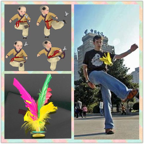 Nueva pluma colorida china Jianzi pie juguete deportivo juego patadas lanzadera para juegos al aire libre 687