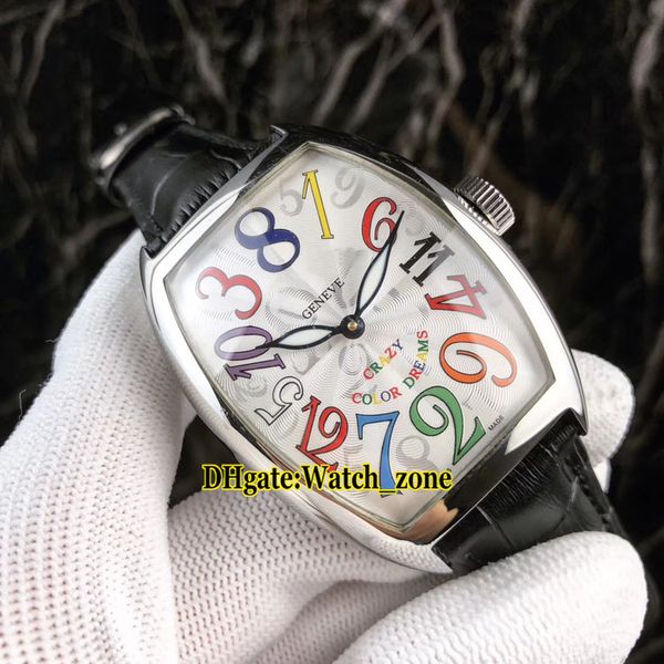 Nuevo Crazy Hours 8880 CH COL DRM Color Dreams Automático Esfera blanca Reloj para hombre Caja plateada Correa de cuero Relojes de pulsera para caballeros