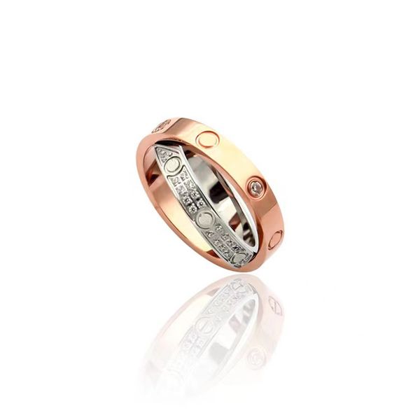 Marque Nouvelle Croix Cristal Couple Amour Bague Classique De Luxe Hommes Femmes Anneaux De Mariage De Mode Haute Qualité 316L Titane Plaqué Or 18K Designer Bague Bijoux