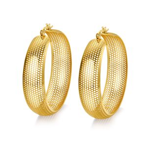 Gloednieuwe Design Street Style Hoge Kwaliteit 316L Rvs Gouden Ronde Licht Hollow Hoop Oorbellen voor Dames Beste Geschenken Gratis Verzending