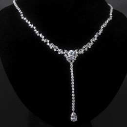 Gloednieuw ontwerp Zirkon Bridal Jewelry ketting en oorbellen luxe bruidsset