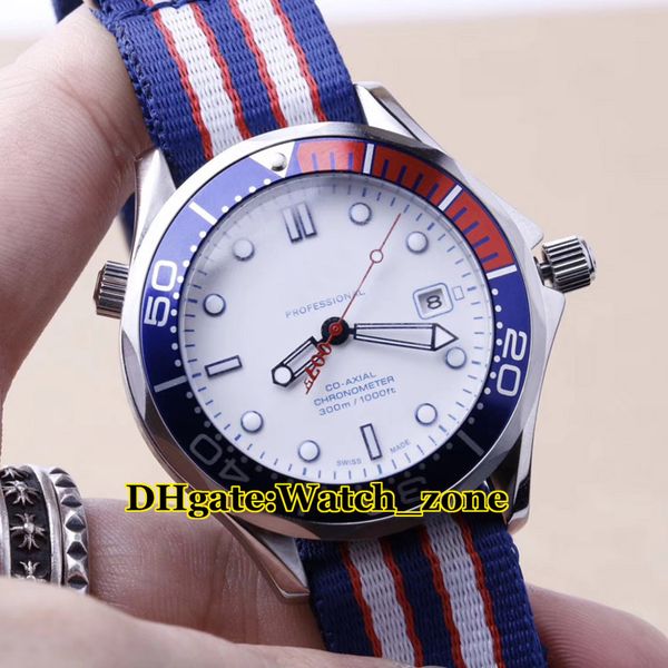Nouveau Diver Commander's 007 cadran blanc 212.32.41.20.04.001 montre automatique pour homme 316L boîtier en argent bracelet en nylon montres pour hommes