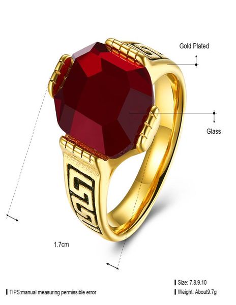 Nuevos anillos de joyería de piedras preciosas, anillo con figura de acero de titanio de color dorado, anillos reales de fundición para hombre 8760897