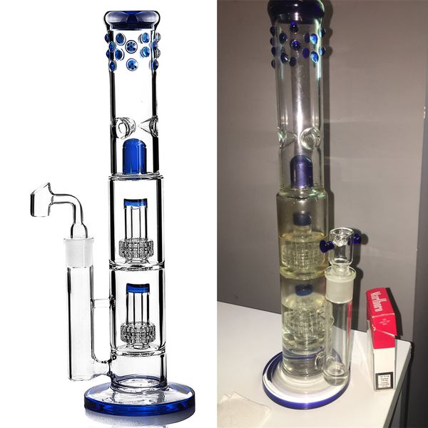 Grands narguilés en verre à tube droit avec Matrix Tire Perc Environ 15,8 pouces Bong Bubbler Pipe à eau avec nid d'abeille 18mm Joint Fumer Shisha Accessoire