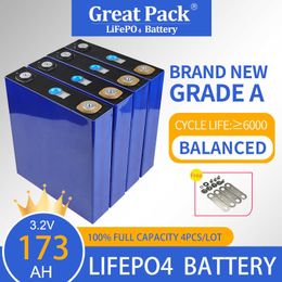 Tout nouveau Grade A 4 pièces 3.2V 173Ah batterie cellule LiFePO4 Cycle profond Rechargeable longue durée de vie Lithium Ion batterie externe