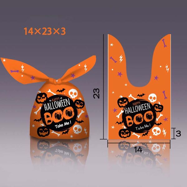 Nuevo papel de regalo de Halloween que empaqueta una bolsa de 50 orejas de conejo bolsa de dulces de calabaza bocadillo para hornear galletas