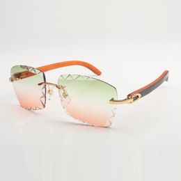 Nouvelles lunettes de soleil de mode saisonnières avec lentilles gravées à la main 3524029 couleurs assorties branches en bois et épaisseur de lentille coupée de 58 mm 3 mm express gratuit