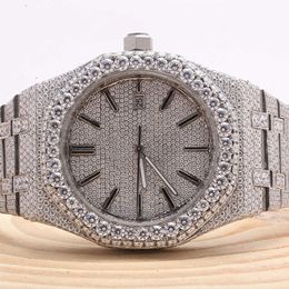 Montre-bracelet en diamant missanite pour hommes, flambant neuf, de haute qualité, glacé, en or, argent, original, personnalisé, hip hop, de haute qualité, arrivée 2024