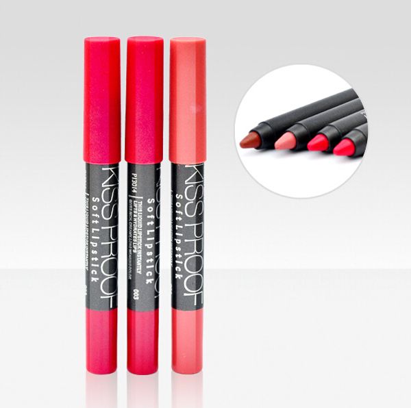 Tout nouveau crayon à lèvres de haute qualité Kissproof Rouge à lèvres doux Cosmétiques 19 couleurs DHL Maquillage des lèvres gratuit