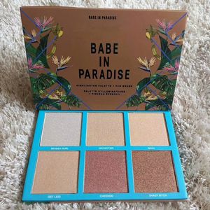 Palette de surligneur 6 couleurs Babe In Paradise Highlight Powder Face Glow Makeup Palettes éclairantes Poudre bronzante pressée pour la peau