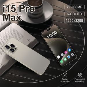 Tout nouveau i 15 Promax Smart Phone 7,6 pouces 3 + 256 Go True Paming Téléphone avec trame métallique brossée prend en charge le visage d'empreinte pour le visage de déverrouillage de caméra HD