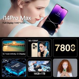 Gloednieuwe i14 Pro Max Android Mobiele Smartphone 5G Telefoons Originele 2023 Volledig Scherm 6.7 Inch 16GB + 1TB Versie Global Mobiele Telefoon