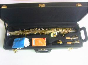 Soprano Saxophone B Flat Straight Sax Musical Instrument Nickel Plated Silver with Case