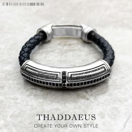 Gloednieuw leren armbandkruis, Europa Sterling Sier Rebel Casual Fashion Sieraden Gift voor mannen Women Lover