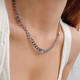 Collier en acier inoxydable pour hommes et femmes, chaîne cubaine, bijoux en zircone cubique, 6.5mm, 17 pouces + 6cm, chaîne d'extension, n2308