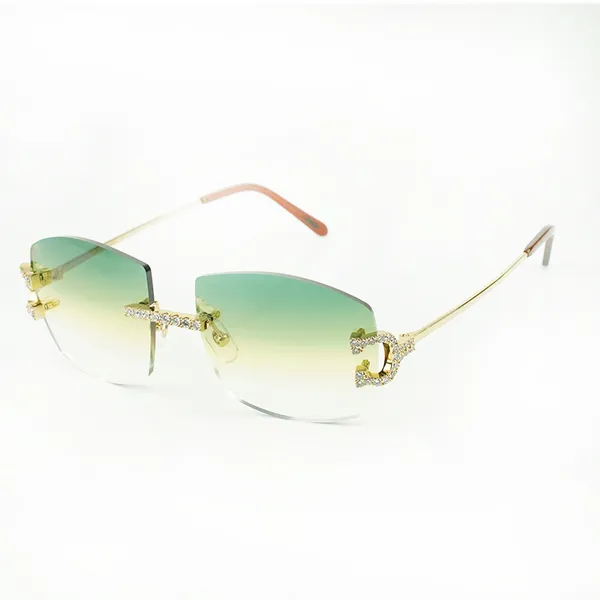 Nouvelles lunettes de soleil à griffes en métal et diamants 4189706 avec de grandes lentilles solaires de 60 mm pour hommes et femmes
