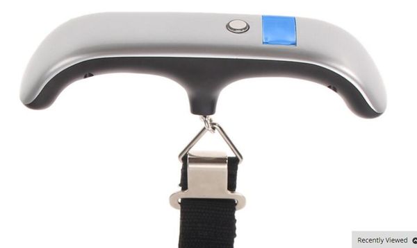 Nuevo Mini Digital de mano 50Kg * 10g anzuelo báscula colgante pesaje electrónico báscula para equipaje luz azul pantalla LED