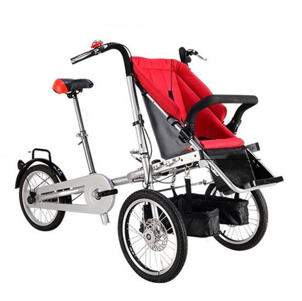 Marque nouvelle mère enfant vélo poussette enfants pliant trois roues chariot sport déformer transport vélo