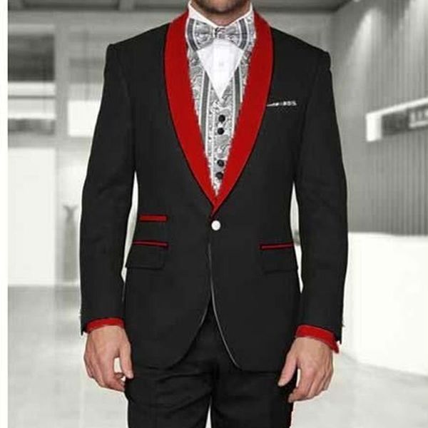 Tuxedos de marié noir à un bouton, costumes à revers châle pour hommes, costume de mariage/bal/dîner, Blazer du meilleur homme (veste + pantalon + cravate) W321, flambant neuf