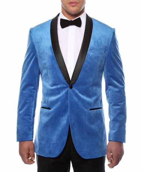 Brand New One Button Blue Velvet Groom Tuxedos Châle Revers Hommes Costumes Mariage / Bal / Dîner Meilleur Homme Blazer (Veste + Pantalon + Cravate) W310