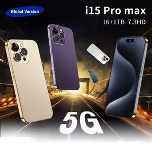 Gloednieuwe Originele i15 Pro Max Smartphone 7.3 Inch HD Volledig Scherm Gezicht ID Mobiele Telefoons Global Versie 4G 5G Mobiele Telefoon