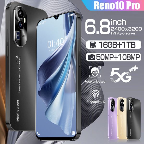 Teléfono Inteligente Reno10 Pro, pantalla completa HD de 6,8 pulgadas, identificación facial, 16GB + 1TB, versión Global, 4G, 5G, nuevo