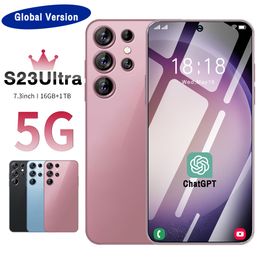 Gloednieuwe Originele S23 Ultra Smartphone 7.3 Inch HD Volledig Scherm Gezicht ID 16GB + 1TB Mobiele telefoons Global Versie