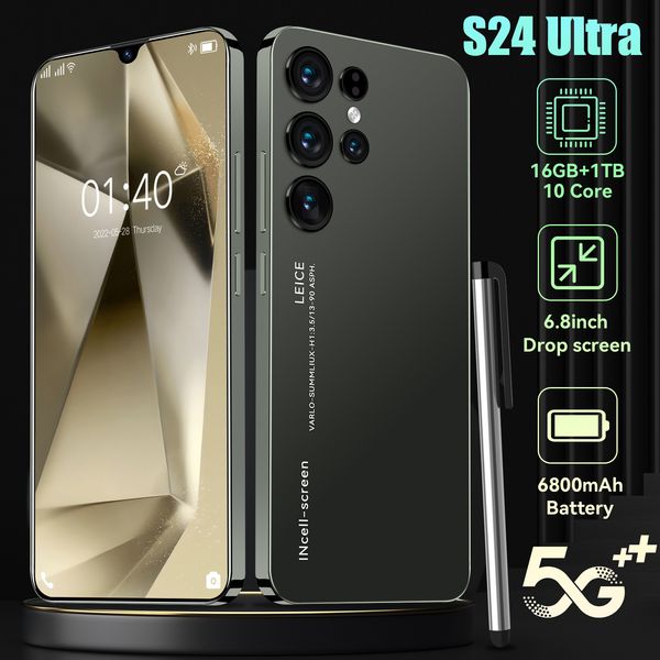 Smartphone S24 Ultra, écran HD de 6.7 pouces, plein écran, identification faciale, 16 go + 512 go, téléphone portable, Version globale, 4G, 5G, flambant neuf