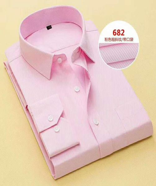 Nueva camisa de novio de manga larga PinkBlueWhite para hombre, camisas de vestir para ocasiones formales con cuello puntiagudo pequeño NO032666787