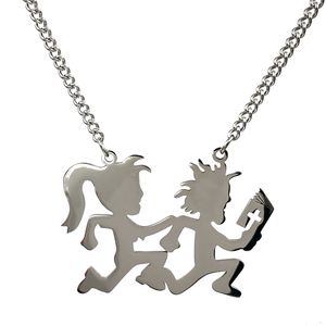 Nueva plata pulida grande 3 pulgadas ICP Juggalette Hatchetman collar encantos acero inoxidable hacha hombre niña collares colgante 4mm 24''