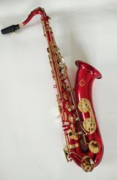 Gloednieuw echt muziekinstrument Suzuki Bb Tenor Hoge kwaliteit saxofoon Messing lichaam Gouden Rood Goud Sleutel Sax met mondstuk 7762792
