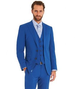Brand New Royal Blue Groom Tuxedos Peak Revers Groomsmen Robe De Mariée Excellent Homme Veste Blazer 3 Pièce Costume (Veste + Pantalon + Gilet + Cravate) 1656