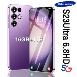 Gloednieuwe S23 Ultra-smartphone 6,8 inch HD Volledig scherm 6800 mah 16 GB + 1 TB Android mobiele telefoons Algemene versie 3G 4G 5G mobiele telefoon