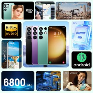 Gloednieuwe S23 Ultra-smartphone 6,8 inch HD Volledig scherm 6800 mah 16 GB + 1 TB Android mobiele telefoons Algemene versie 3G 4G 5G mobiele telefoon