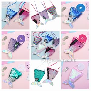 Gloednieuwe lovertjes munten Portemonnee Kind Messenger Bag Creatieve Fishtail Mini Bag Decoratieve Accessoires Cartoon Kindergeschenken T2D5016