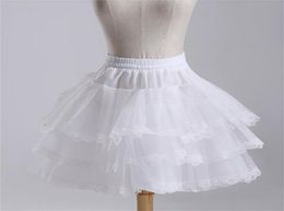 Gloednieuwe korte petticoats Stock White Hoopless Wedding Accessories 3 Layer Crinoline Bridal Lady Girls Children Underskirt8115019