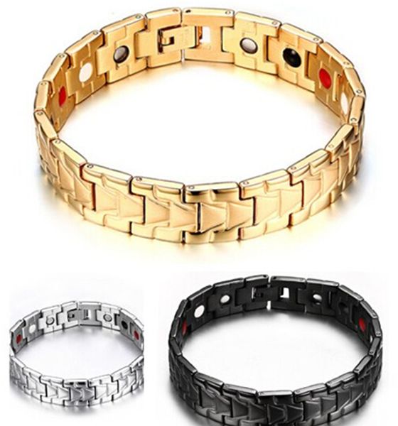 Brand New Silver Gold Black Color To Choose Lastest 316L Stainless Steel Magnetic Therapy Health Care Bracelet Bangle Men Women